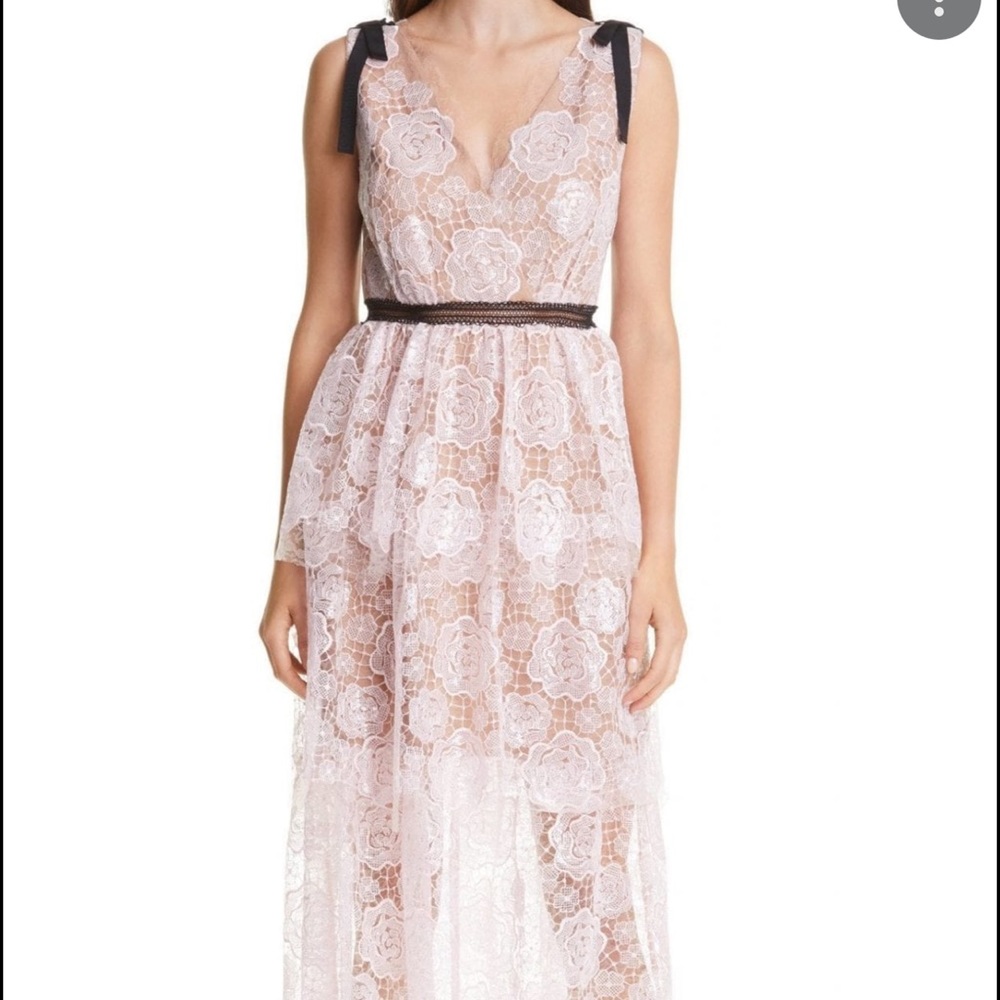 SELF PORTRAIT Starlet Rose Lace Midi Dress